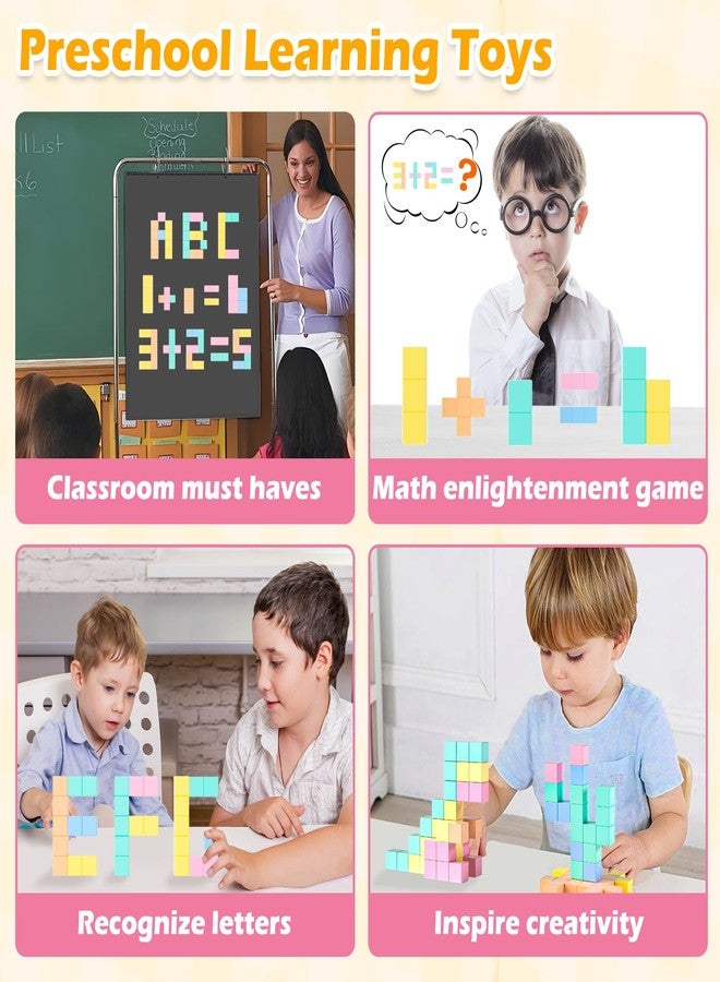 Doloowee 50 PCS Magnetic Blocks, Magnetic Building Cubes Macaron Magnetic Building Blocks for Kids Ages 4-8, STEM Preschool Toys Montessori Sensory Magnet Toys for 3 4 5 6 Years Old Boys Girls - Image 3